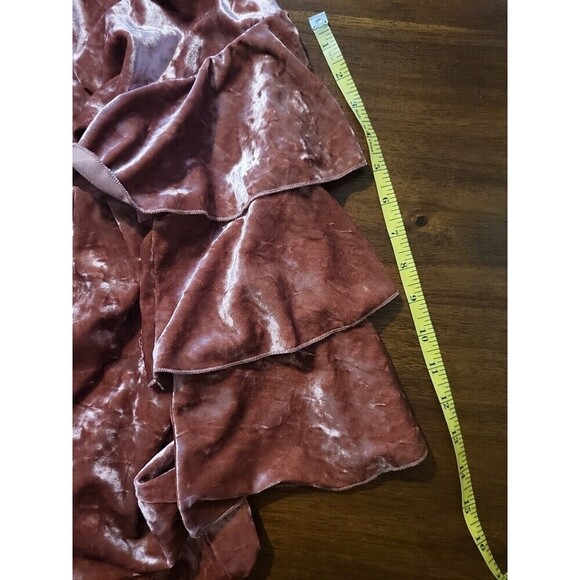 Kim And Cami USA Pink Crushed Velvet Dress Womens L Romantic Ruffle *tiny Flaw* - Picture 7 of 13